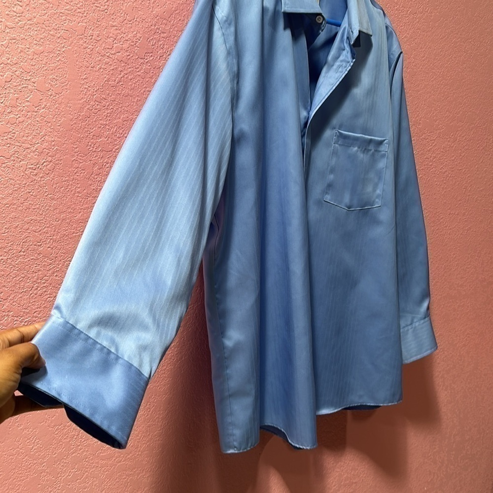 JOSEPH ABBOUD Blue Formal Long Sleeve Button Down Shirt 100% Cotton Size 32/33 - Picture 5 of 5